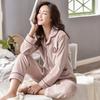 Пижама из кораллового флиса женская весенне-осенняя утолщенная теплая с длинным рукавом большого размера островной флис осенне-зимний фланелевый комплект для дома