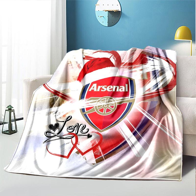 Arsenal F.C Pattern Blanket for Home Decoration, Bed, Sofa, Car Travel, Camping, Suitable for All Seasons, Birthday Christmas Gift