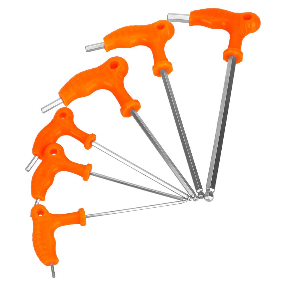 DIYWORK Hand Tool T Handle Inner Hexagon Wrench Spanner 2.5mm 3mm 4mm 5mm 6mm 8mm Allen Hex Key Wrench High-carbon Steel