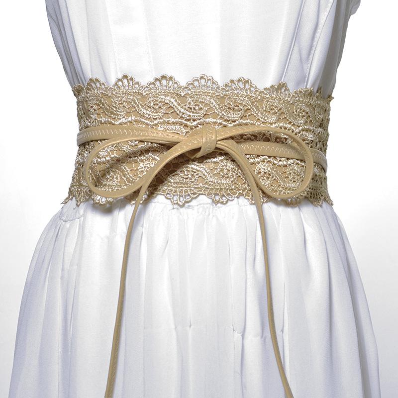 Mary European and American Ladies Multi-Color Optional Wide Waist Seal Lace Decoration Wide Belt Women's Leather