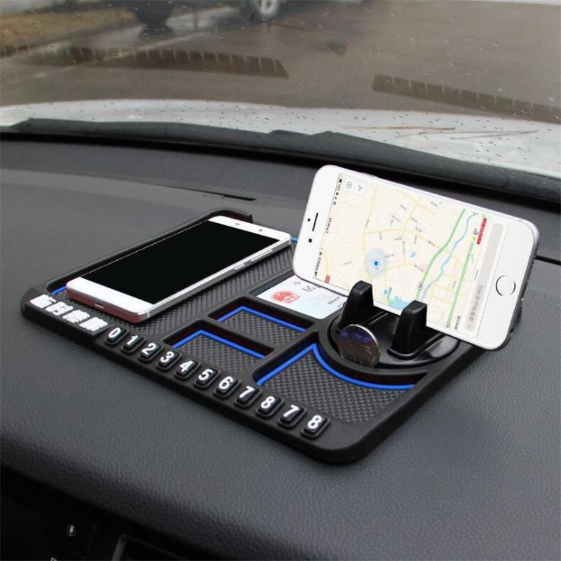 Car Mobile Phone Holder Multi-function Non-slip Mat Interior Supplies Storage Mat Temporary Parking Number Plate