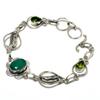Emerald(Simulated) Peridot Gemstone 925 Silver Plated Jewelry Bracelet 6-8"
