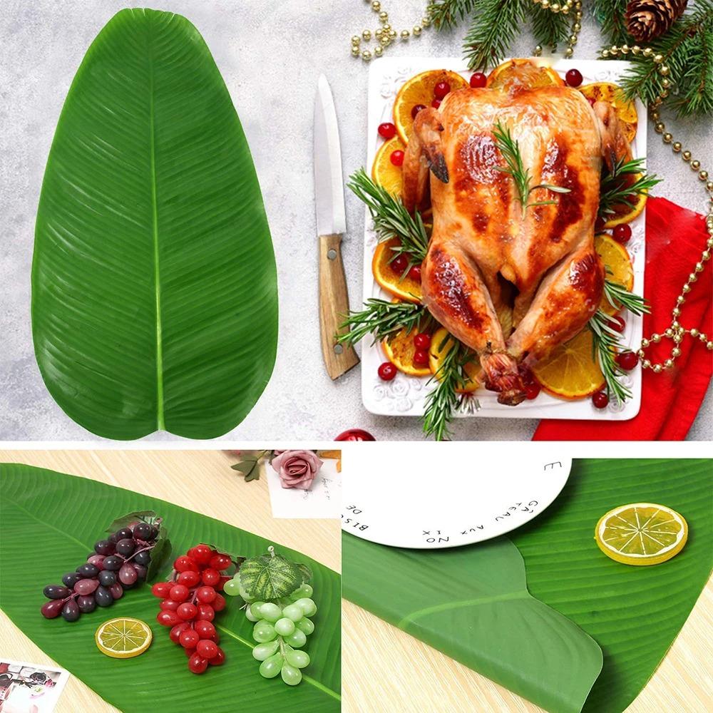 Tropical Artificial Banana Leaf Place Mats Large Drink Cup Coasters Green Plants Home Garden Decor
