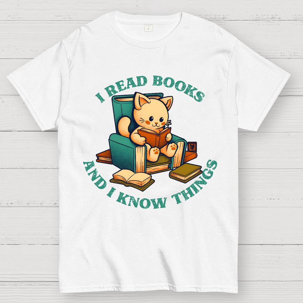 I Read Books and I Meow Things Unisex 100% Cotton Summer Casual Cool Loose T-Shirt