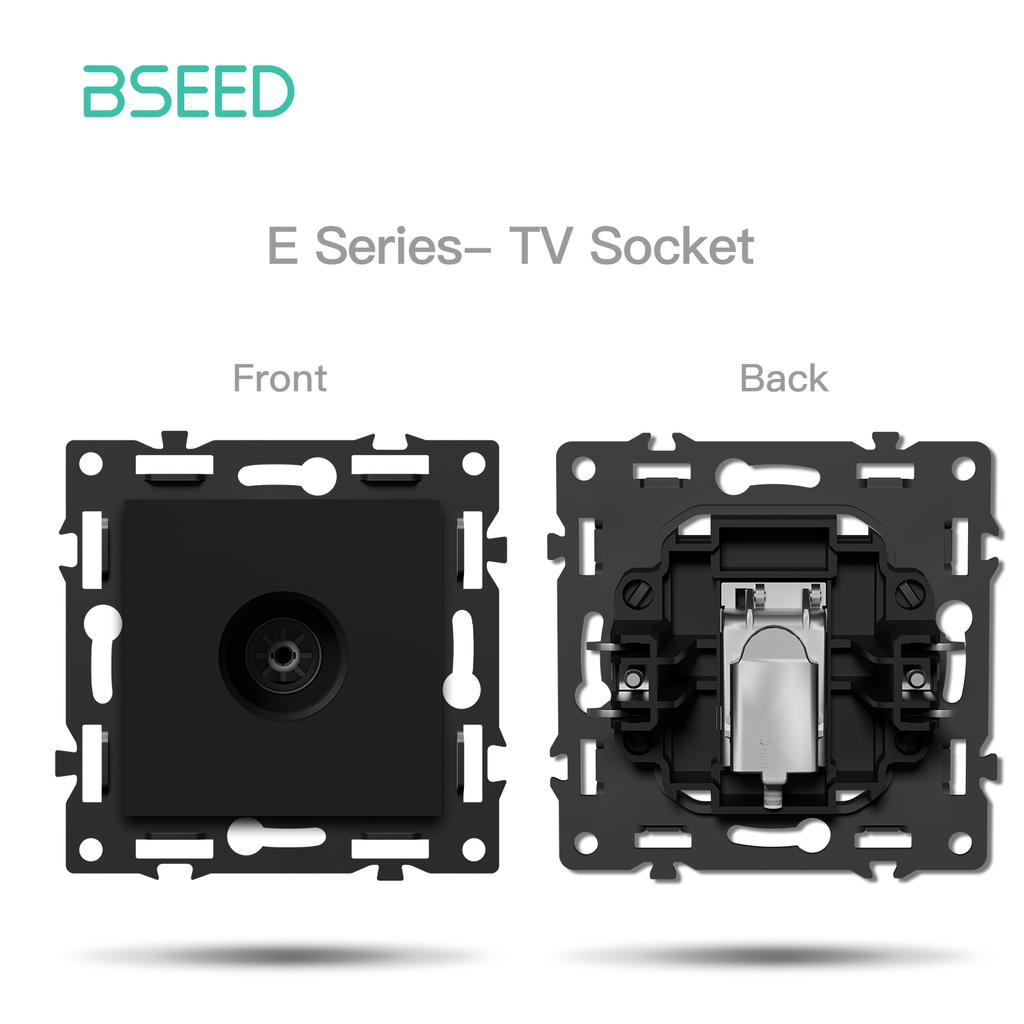 BSEED Switch DIY Modules Light Switch Parts Black Glass/Plastic Frame DIY Combination Wall Sockets TV CAT6 USB-C Charge Key