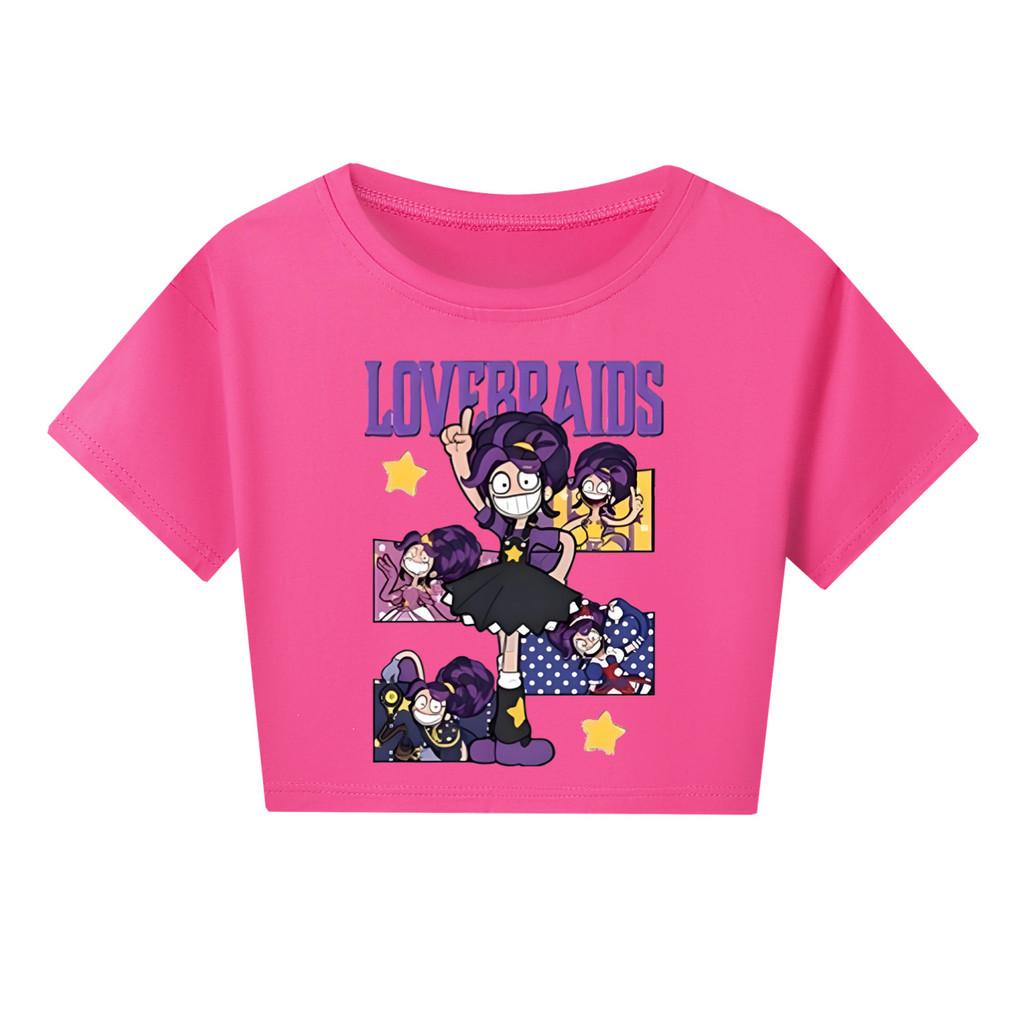 5601 Kids Girls Print Short Style Cute T-Shirt