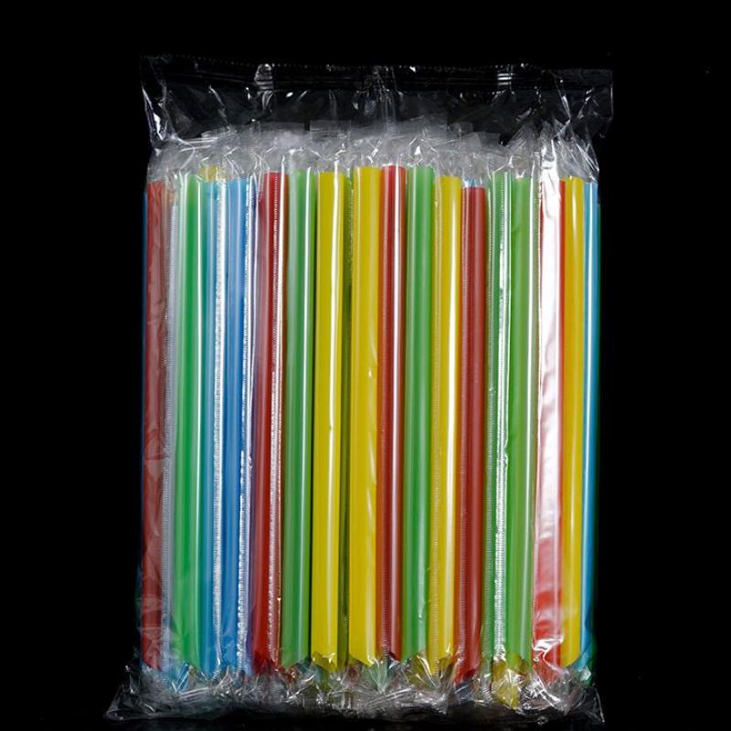 100 шт. одноразовые пластиковые трубочки для сока, чая с молоком, пузырькового чая, широкая независимая упаковка, соломинка для питья