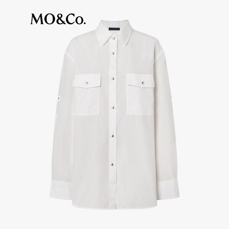 MO&Co. Women's Off-White Cotton Loose Shirt