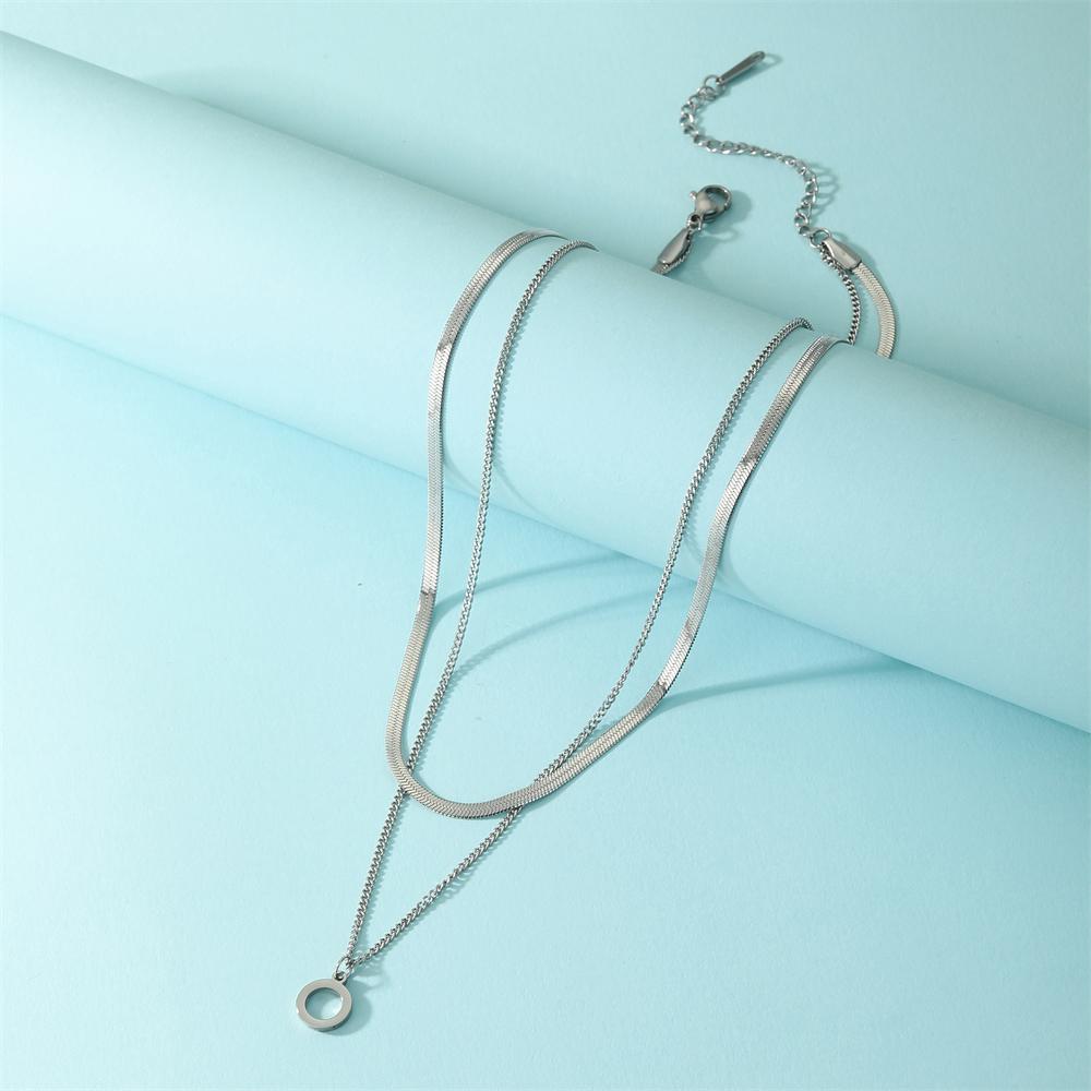Xiaomi Skyrim Minimalist Geometric Round Choker Necklace for Women Stainless Steel Simple Double Layer Clavicle Snake Chain Jewelry New