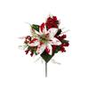 UV Resistant Artificial Poinsettia Bouquet Lush Leaves Xmas Faux Poinsettia  Christmas