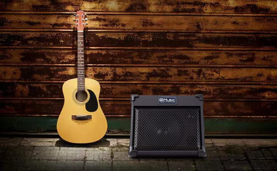 Coolmusic Battery Powered Acoustic Усилитель акустической гитары с легким 40 Вт высоким 3 2-полосным черным усилителем, BT, компактный, дизайн, выход,