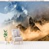 Photo Wallpaper 3D Retro Snow Mountain Moon Wolf Mural Restaurant Cafe Living Room Background Wall Decor 3D Wall Paper