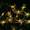 Simulation Dragonfly Outdoor Solar Lamp LED Fairy Light String Wedding Holiday Party Solar Garland for Home Garden Decoration