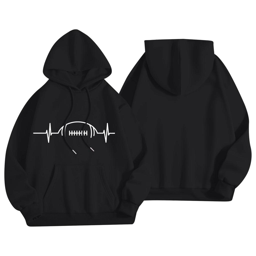 Women's Fashion Lightweight Long Sleeve Pullover With Pockets Rugby Print Hoodie