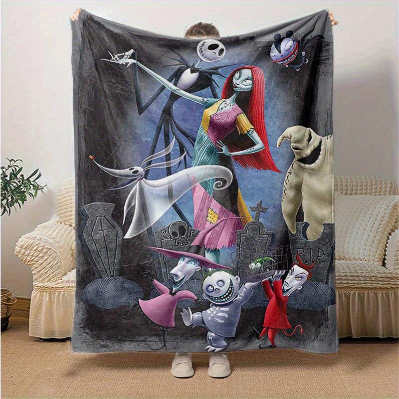 1pc, Cozy Nightmare Before Christmas Home Decor Blanket: A Perfect Gift for Bedroom, Living Room, Travel, Camping, Car, Beach, Office Naps, Flannel Th
