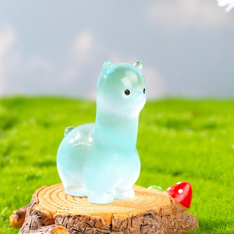 Микропейзаж смоляное украшение мультфильм милый светящийся цвет альпака украшение настольный автомобиль украшение для дома аксессуары