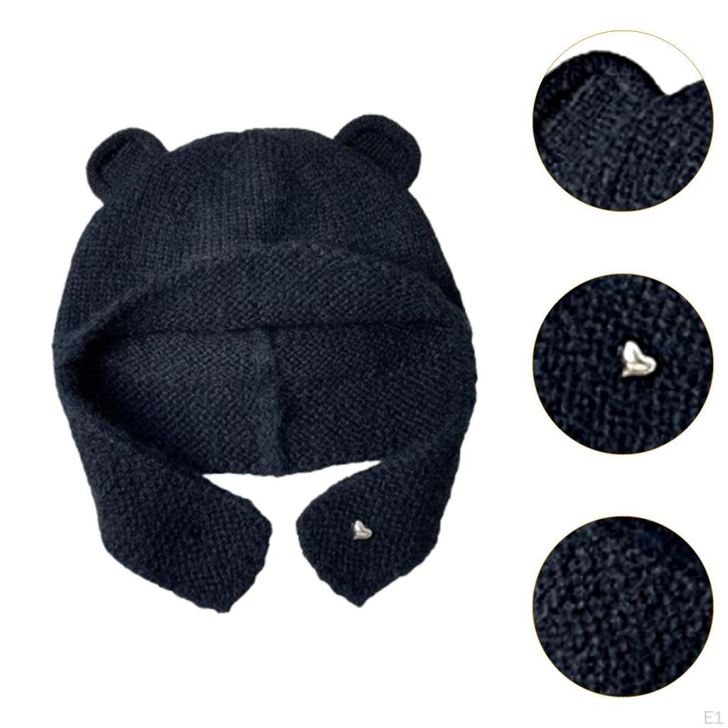 Bear Ear Knit Beanie for Cold Weather Outdoor Activities