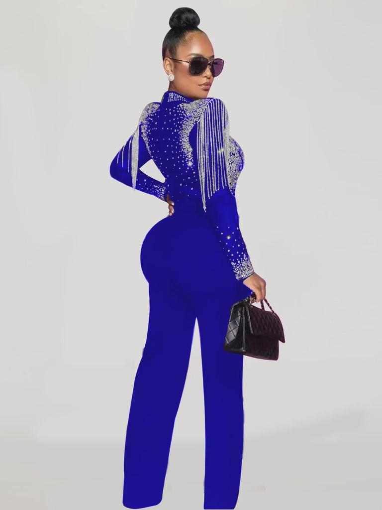 Женский сексуальный прозрачный сетчатый комбинезон со стразами в европейском и американском стиле