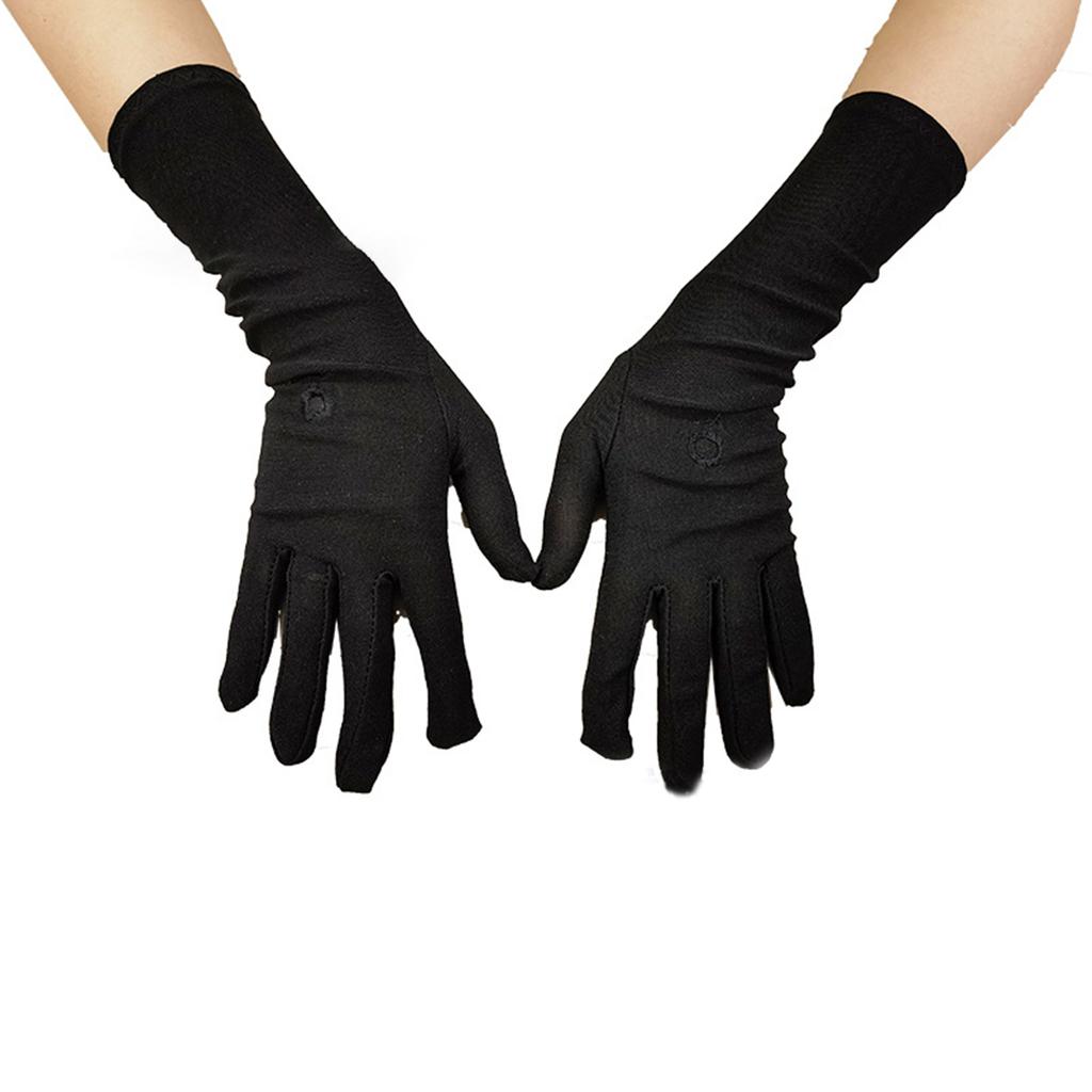 Muslim Arab Black Gloves for Women Sunproof Arm Cover Embroidery Long Arm Sleeves Full Finger Arabian Hijab Hand Gloves