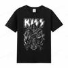 Vintage Kiss T Shirt Unisex Unisex Fashion Cotton T-shirt Punk Clothes O-Neck Tees Horror Harajuku Tops Rock Band Kiss Tshirt Boy