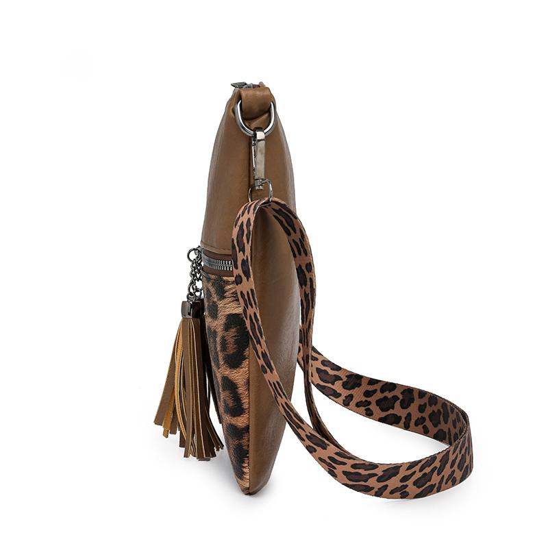 Женская ретро многослойная сумка на плечо с леопардовым принтом для мобильного телефона