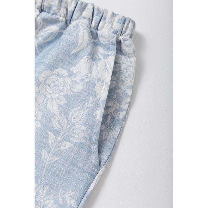 Summer women's cotton gauze is soft and comfortable, cute and fringed, sleeveless contrasting color printing home set