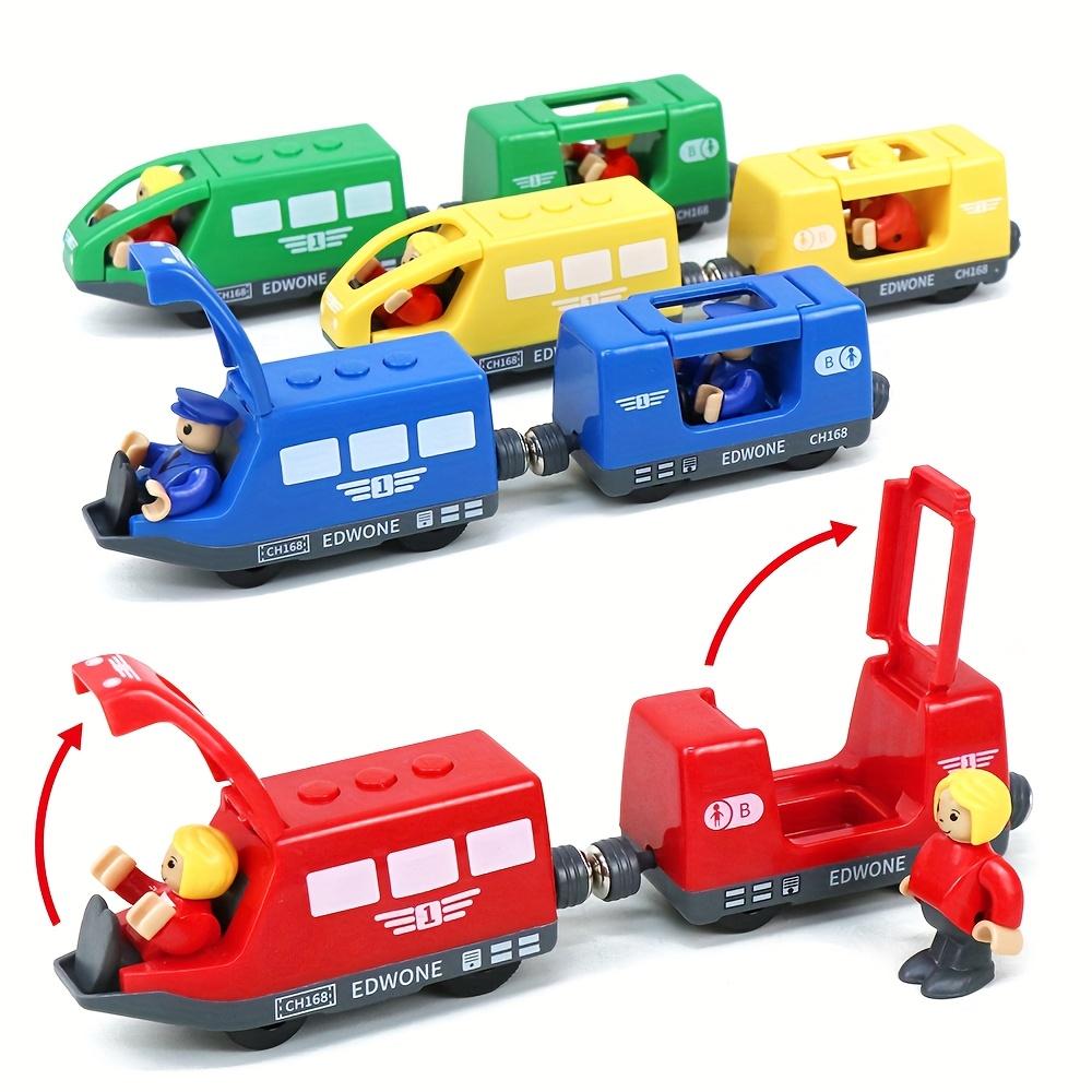 Wooden Train with Driver and Passenger, Compatible with Major Brand Tracks, Available In Multiple Colors