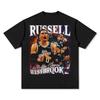 Стильная черная футболка с коротким рукавом Russell Westbrook Clippers Basketball Star Vintage Collage Graphic Casual Cotton