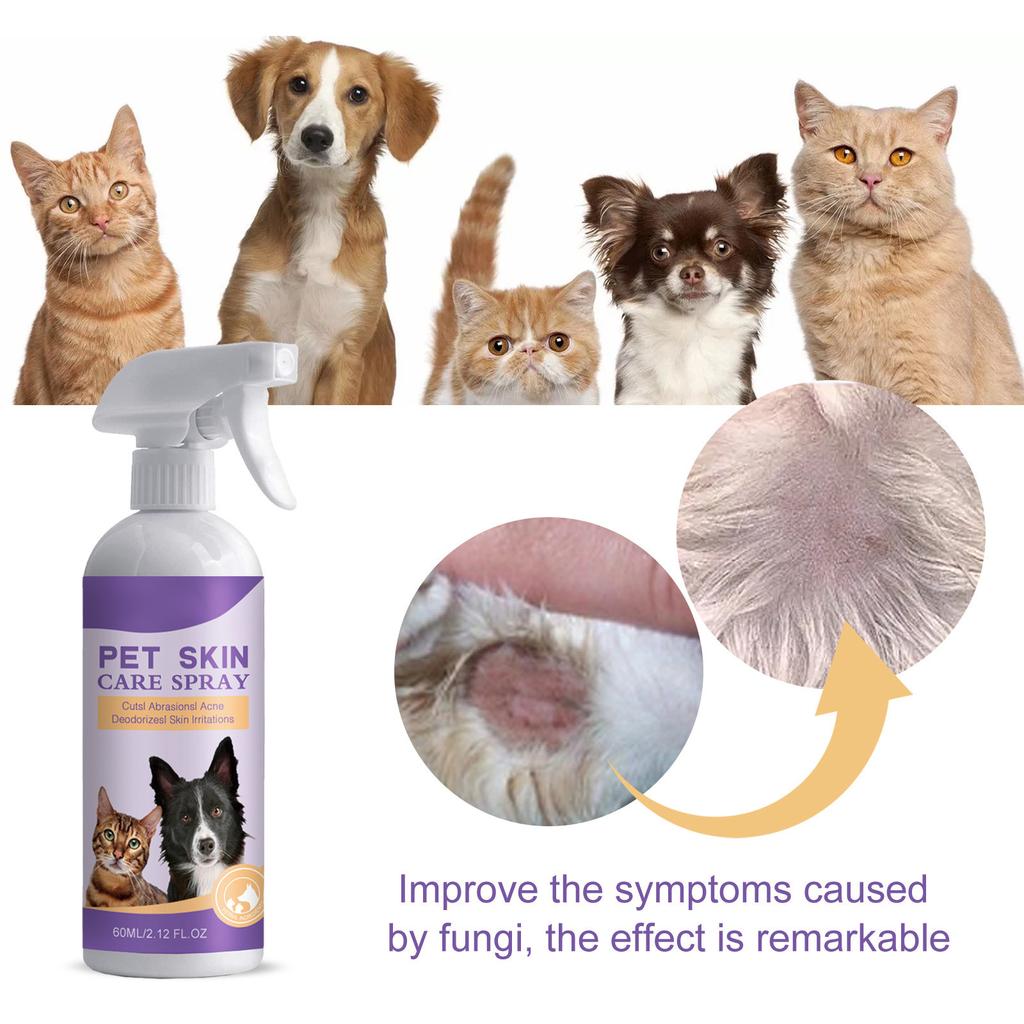 60ml Pet Relieving Skin Spray Relieving Dog And Cat Skin Itching, Removing Mites, Relieving Itching, Cleaning