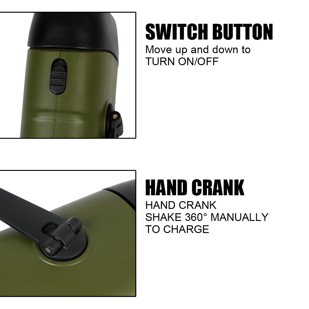 Emergency Hand Crank Dynamo Solar Flashlight Rechargeable Portable For Fishing Boating Hiking LED Flashlight