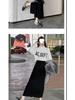 Black Gold Velvet High-Waist Midi Skirt with Slit - Retro Slimming Pencil Style for Autumn/Winter 2025