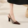 2024 Новые женские босоножки на тонком каблуке с квадратным носком, весна-лето, модные офисные туфли из натуральной кожи для женщин на каблуках