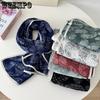 Women's Double-layer Cotton and Linen Floral Scarf Autumn and Winter Pleated Wrapped Shawl Scarf