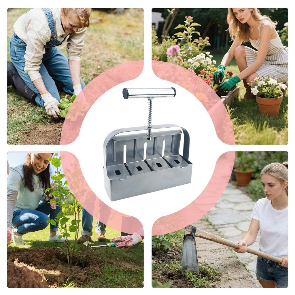 Soil Blocking Tool With Non-Slip Handle Steel Compactor 2inch Block Maker For Gardening For Planting Transplanting Cutting