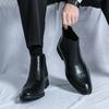 Ботинки Челси Остроносые Высокие Кожаные Обувь Парикмахера Ботинки Мартина Молния Внутрь Увеличивающие Рост Повседневные Ботинки
