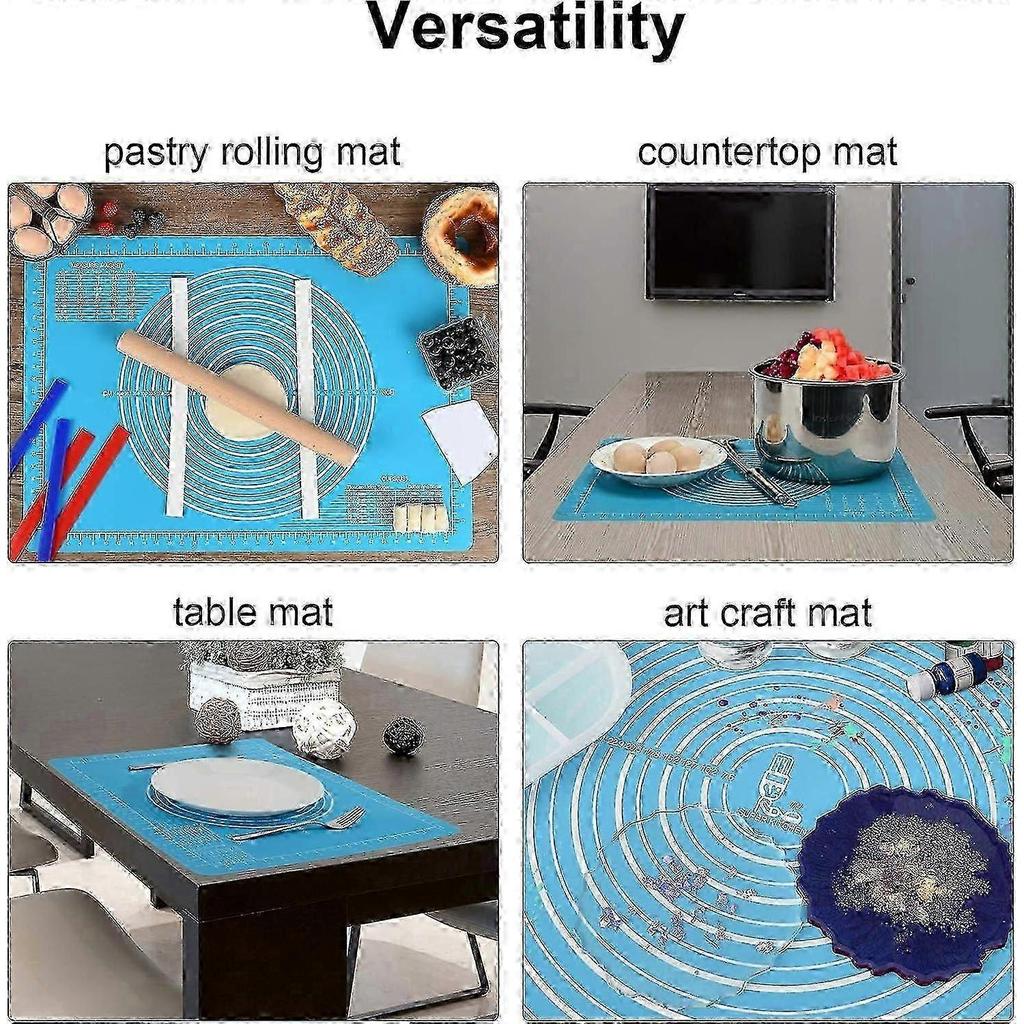 Extra Large and Thick Non-Stick Silicone Baking Pastry Mat with Dough Scraper, Non-Slip Fondant Rolling Mat(71x51cm, Blue)