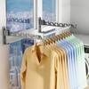 Wall Mounted 180° Folding Drying Racks Aluninum Alloy Multi-Purpose Clothes Drying Rack for Balcony Bathroom Adjustable Cloth Hanger