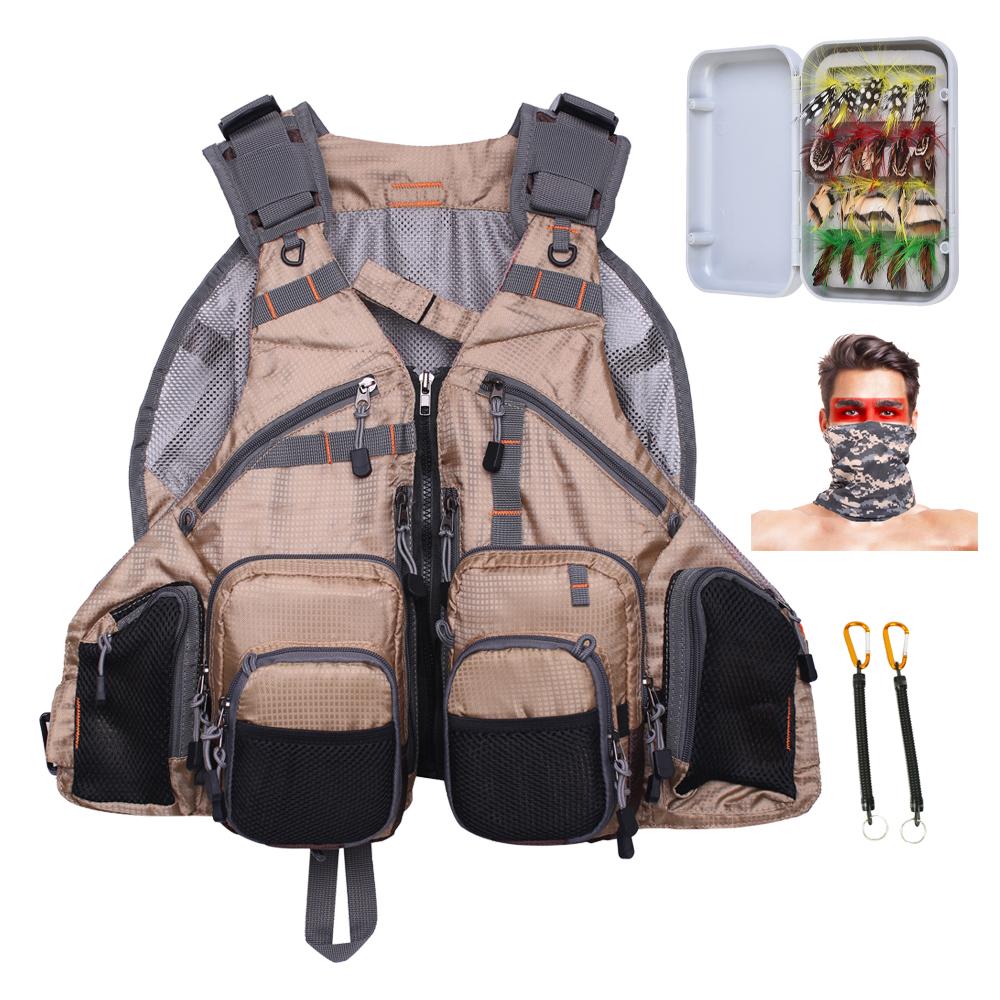 Kylebooker Комбинированный жилет для рыбалки нахлыстом, полный комплект, жилет, мушки, защитная веревка, рыболовный шарф