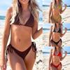Новый треугольный чашечка на шнуровке без спинки сексуальный бикини раздельный купальник женский комплект с бюстгальтером