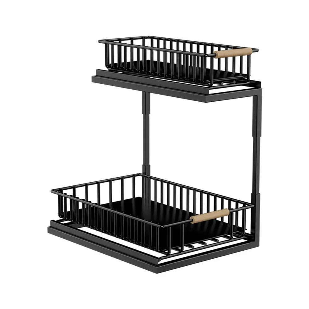 2-уровневый органайзер для хранения под раковиной, выдвижная полка для мисок и тарелок, держатель для шкафа, сушилка для современной кухни, органайзер для принадлежностей