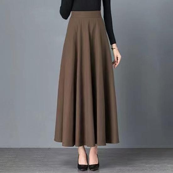 Макси-юбка с высокой талией А-силуэта Длинная юбка с карманами Дышащая Утягивающая Дизайн с большим подолом Юбка для офисной леди