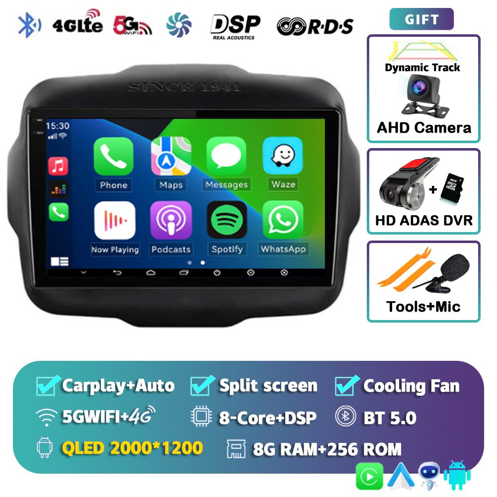 Android 14 Carplay Auto Car Radio For Jeep Renegade 2016-2020 GPS Navigation Multimedia Video Player Autoradio Stereo WIFI+4G BT