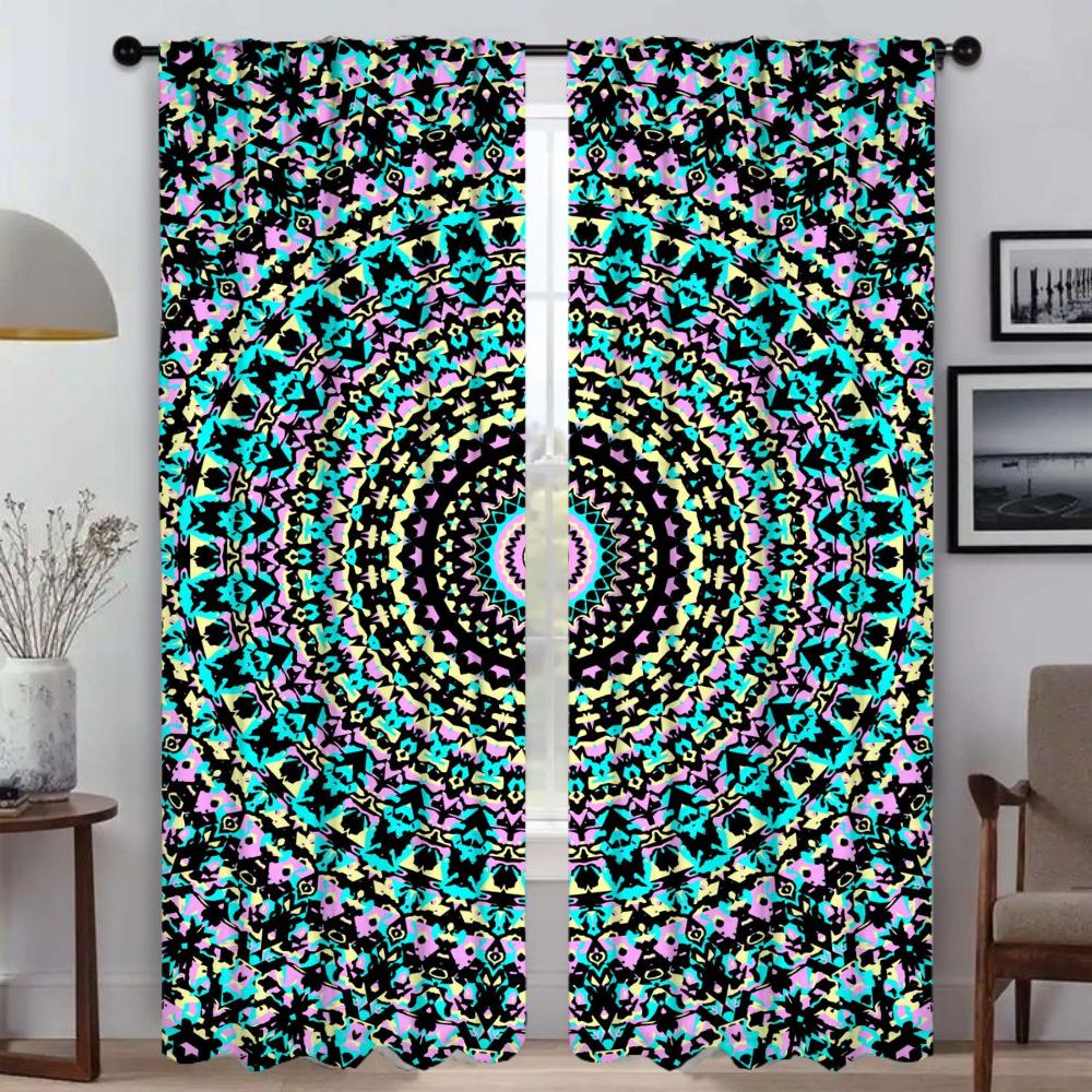 Шторы от комаров, 2 шт., яркие, с рисунком мандалы, современные шторы для гостиной, перегородки для камеры, затемняющие шторы