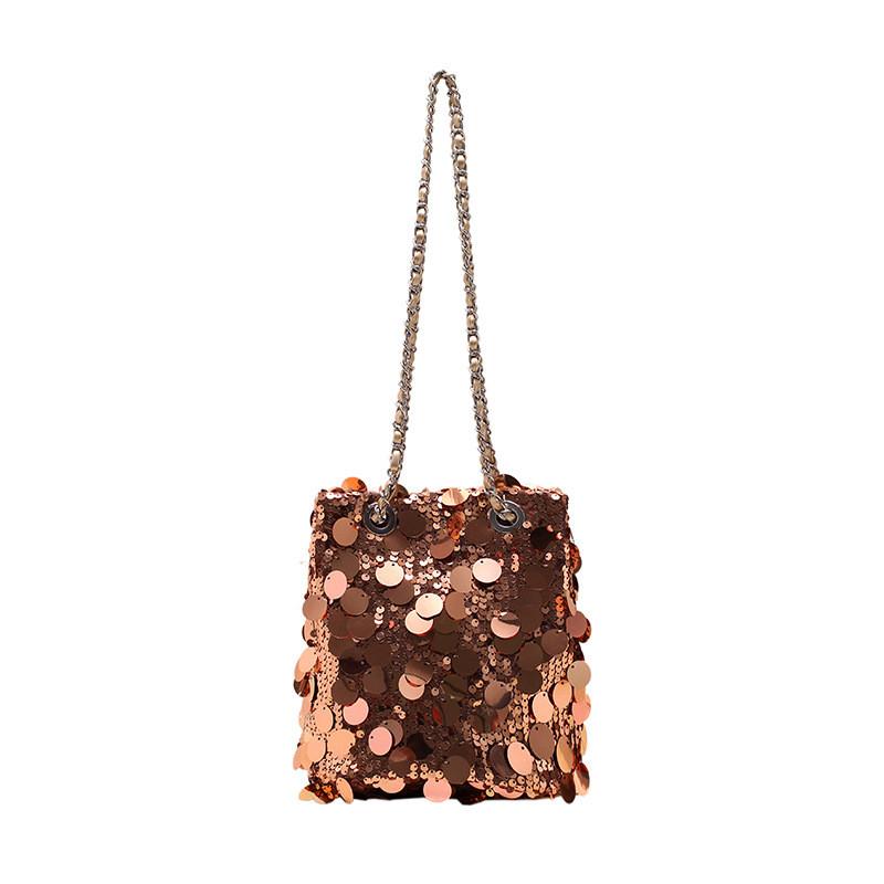 Ielgy Fashion Sequined Shoulder Messenger Bag Large Capacity Bucket Bag