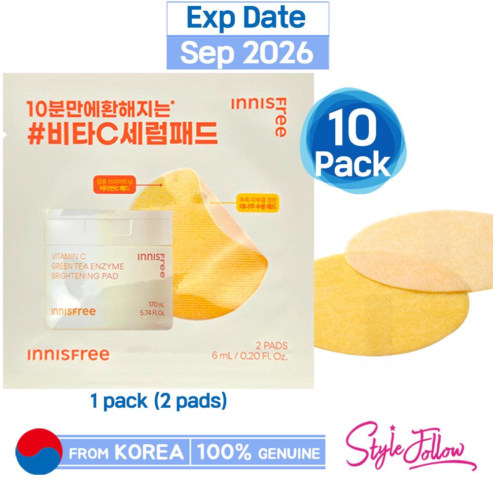 10pack_[INNISFREE] Vitamin C Green Tea Enzyme Brightening Pad (1 Pack / 2 Pads) Sample