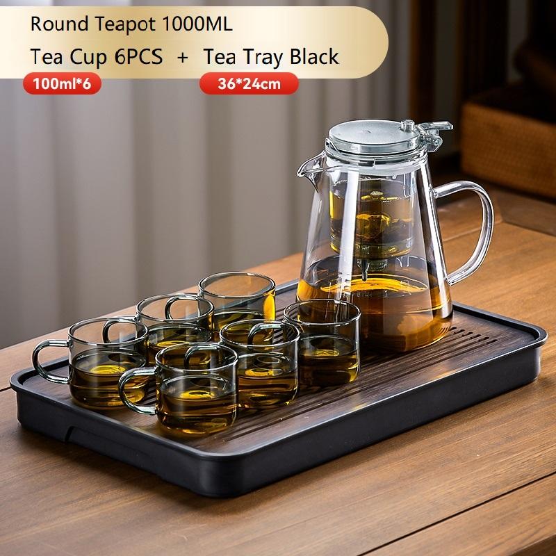 750 мл стеклянный чайник для домашнего использования с фильтром One Click, простой высококачественный чайный набор, устойчивость к боросиликатному слою, высокая температура