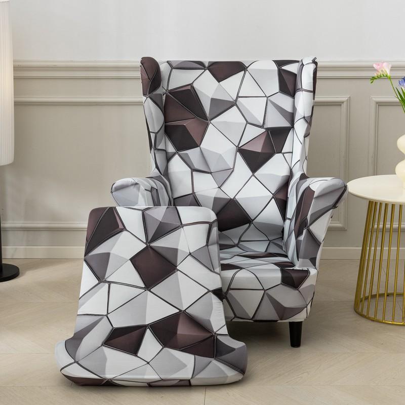 Чехлы для стульев с крыльями, 2 шт./компл., эластичный чехол для дивана, чехол для кресла с принтом, защитный чехол для мебели, мягкий диван с эластичным дном