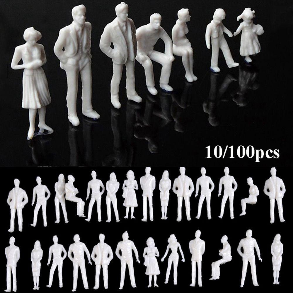 10/100pcs 1:75/1:50/1:42/1:30/1:25 Scale Building People Figures White Color Mixed Pose