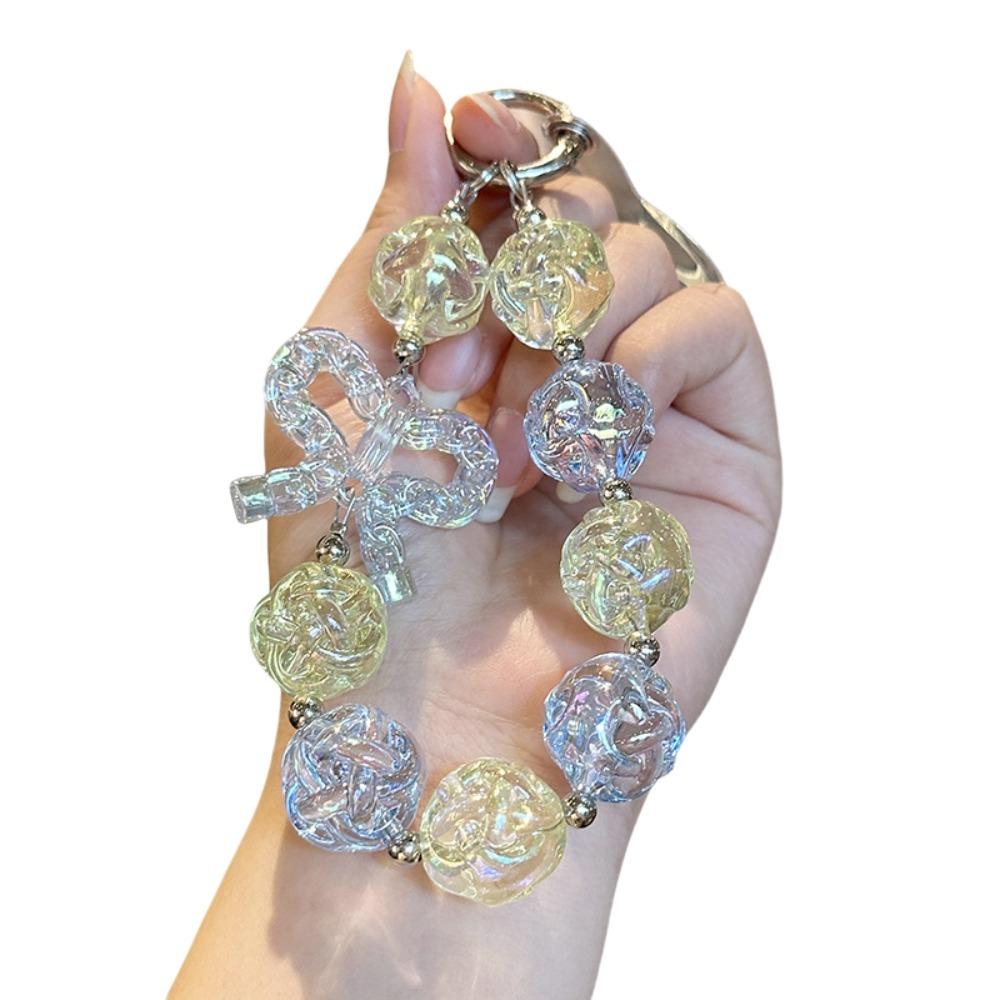 Подвеска-брелок для сумки из бисера, цепочка для телефона, подвеска из неправильных прозрачных бусин, милый брелок-конфета, украшение для ключей