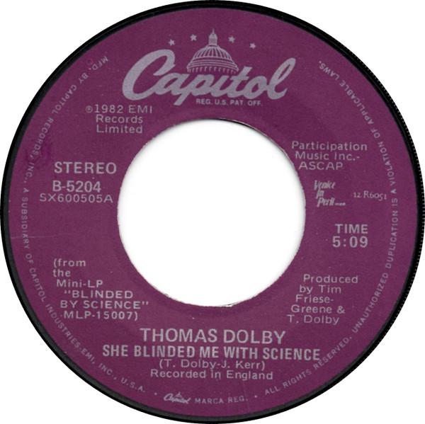 7-дюймовая пластинка THOMAS DOLBY She Blinded Me With Science Flyin B5204 CAPITOL VENICE 1982 US Pop Б/у